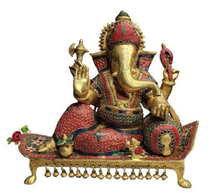 Brass Lord Ganesha with Sofa - The Lord of good fortune