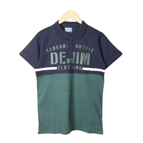 Short Sleeve T-Shirt-Green & Blue