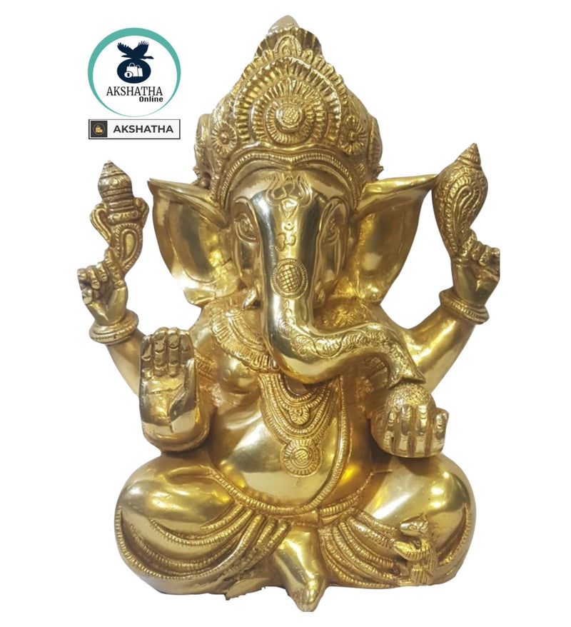 Pure Brass Lord Ganesha - The Lord of good fortune(Medium)