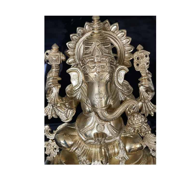 Pure Brass Lord Ganesha - The Lord of good fortune(Large)