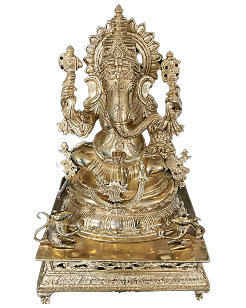 Pure Brass Lord Ganesha - The Lord of good fortune(Large)